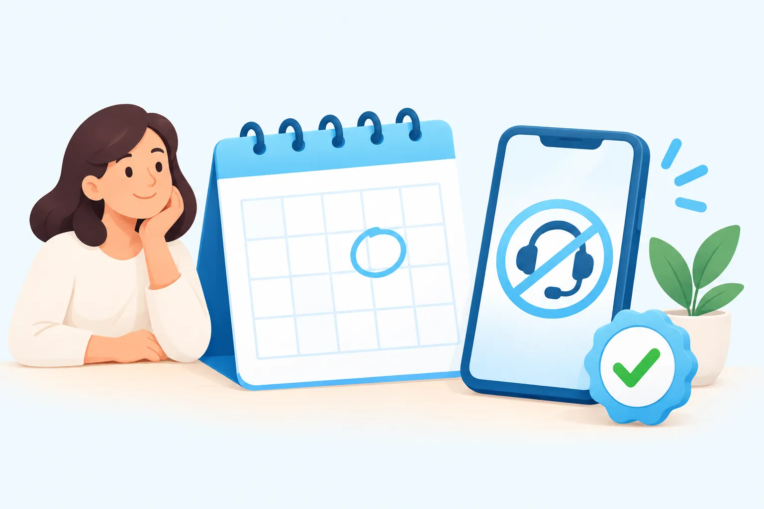 Un calendrier avec un jour entouré et un téléphone barré : le démarchage change de règle.